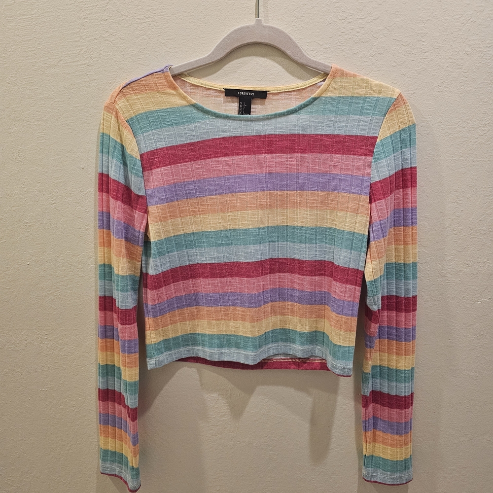Forever 21 Multicolor Striped Crop Top